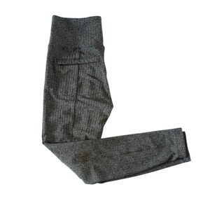 ATHLETA Delancey Herringbone Tight Leggings Yoga Pants Black/Abalone Gray Size S